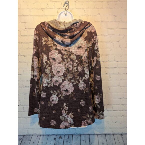 Try This! Supersoft floral hoodie 1X - Picture 3 of 6